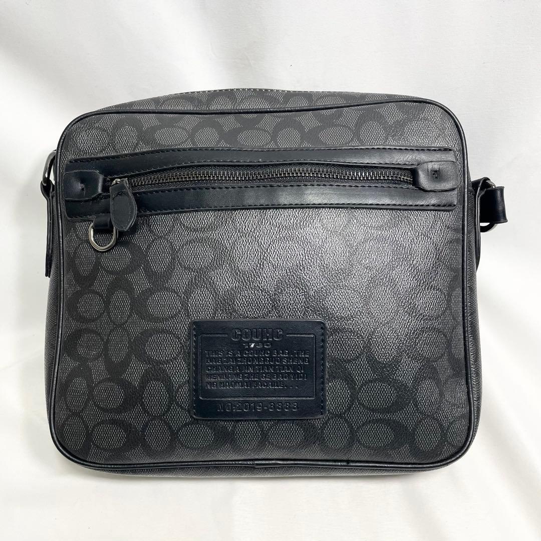 コーチ シグネチャー ショルダーバッグ ロゴ 大容量 多機能 PVC 斜めがけ