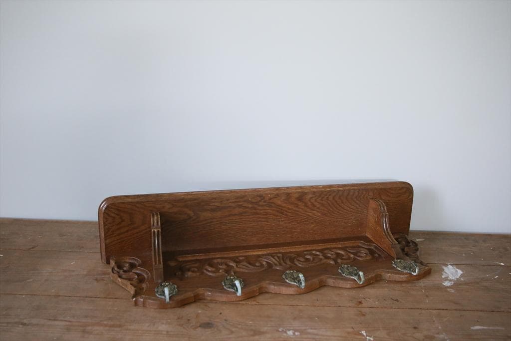 フランスアンティーク木製ウォールフック/壁掛けラック/シェルフ(84-55)