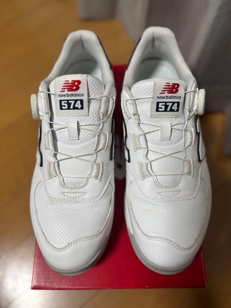 【aka】ゴルフシューズNew Balance 574 ホワイト/ネイビー