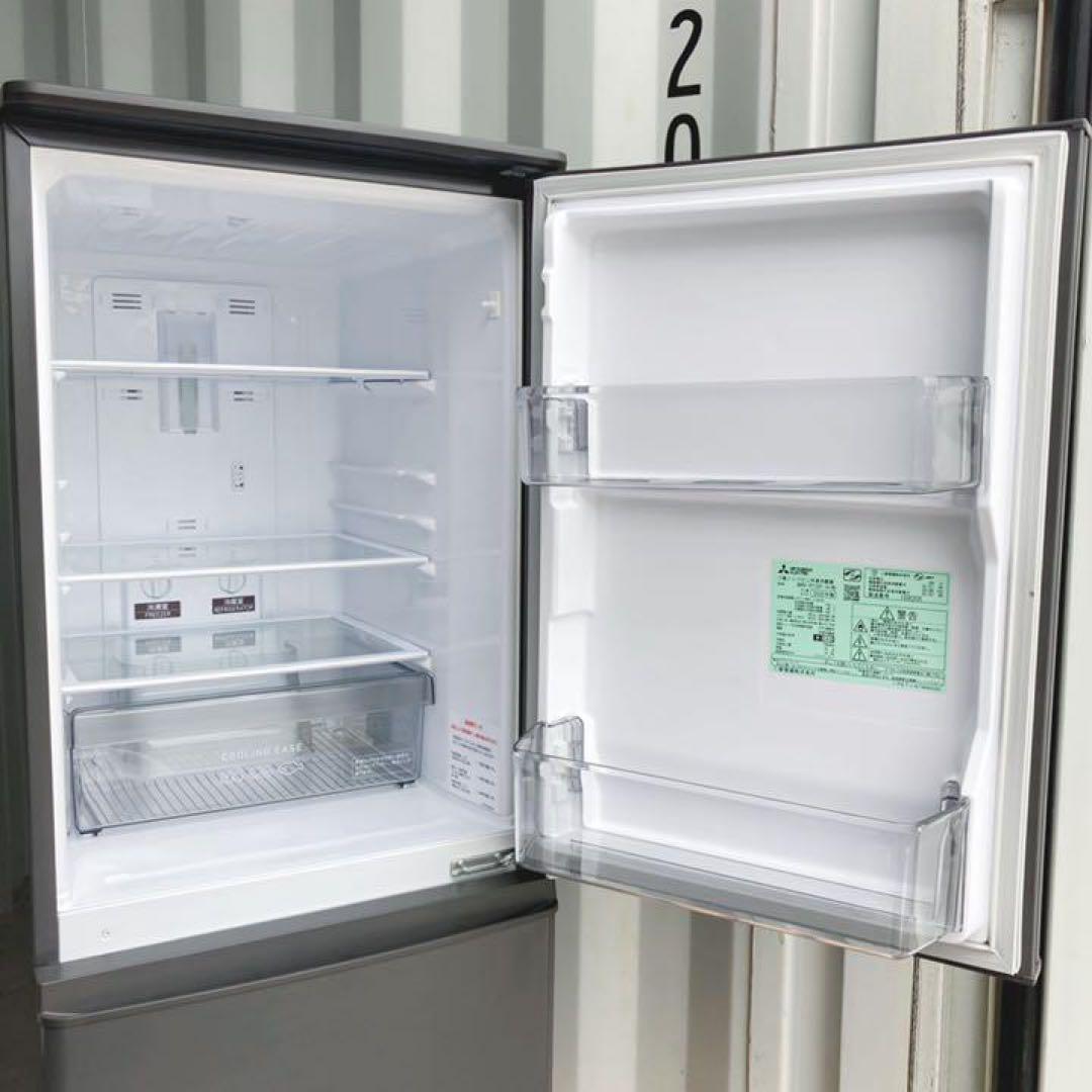 取付無料！三菱低温ケース搭載マットチャコールグレーおしゃれ冷蔵庫！洗濯機