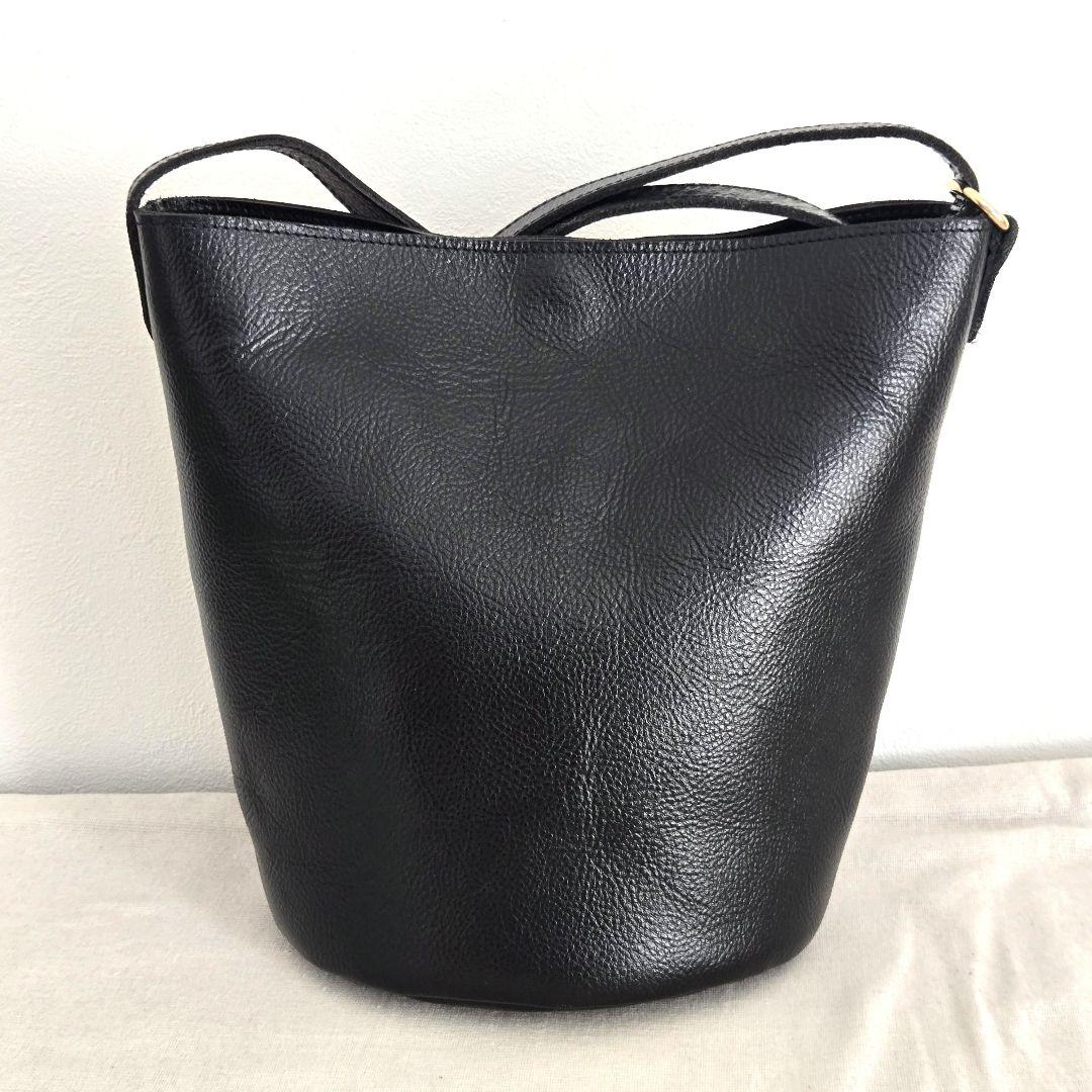 状態良・【OUR】アワーホーム ショルダーバッグ レザー 黒 バケツ型