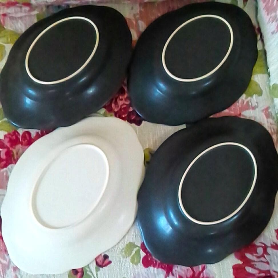 awabi ware 4点（黒3白1）カレー皿 あわびウェア 雲形