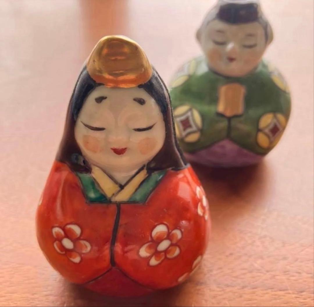 有田焼 円左エ門 雛人形 立雛 ペア＋飾り皿 三点セット｜手描き陶器 ひな飾り