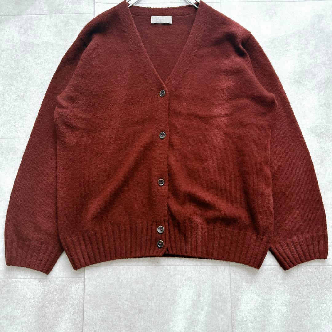 美品✨ マーガレットハウエル 22AW カシミヤコットンカーディガン えんじ Ⅱ