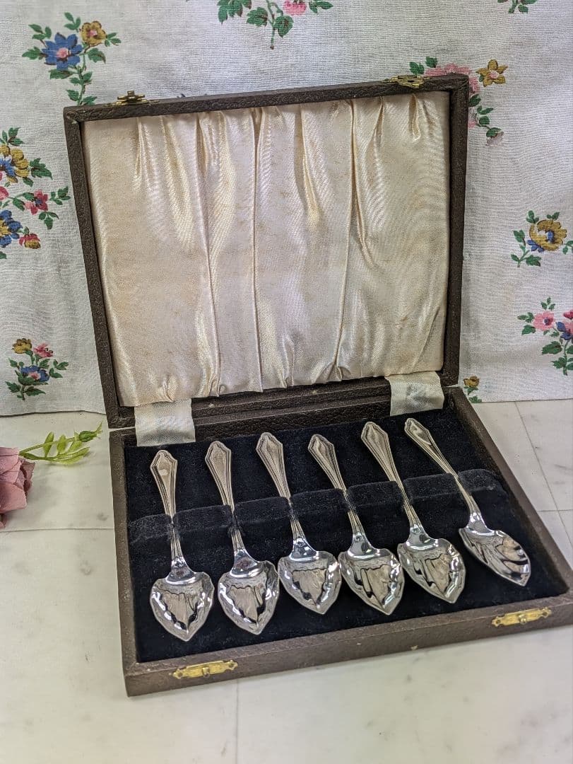 イギリス アンティーク シルバープレート スプーン ６本 ケース入り