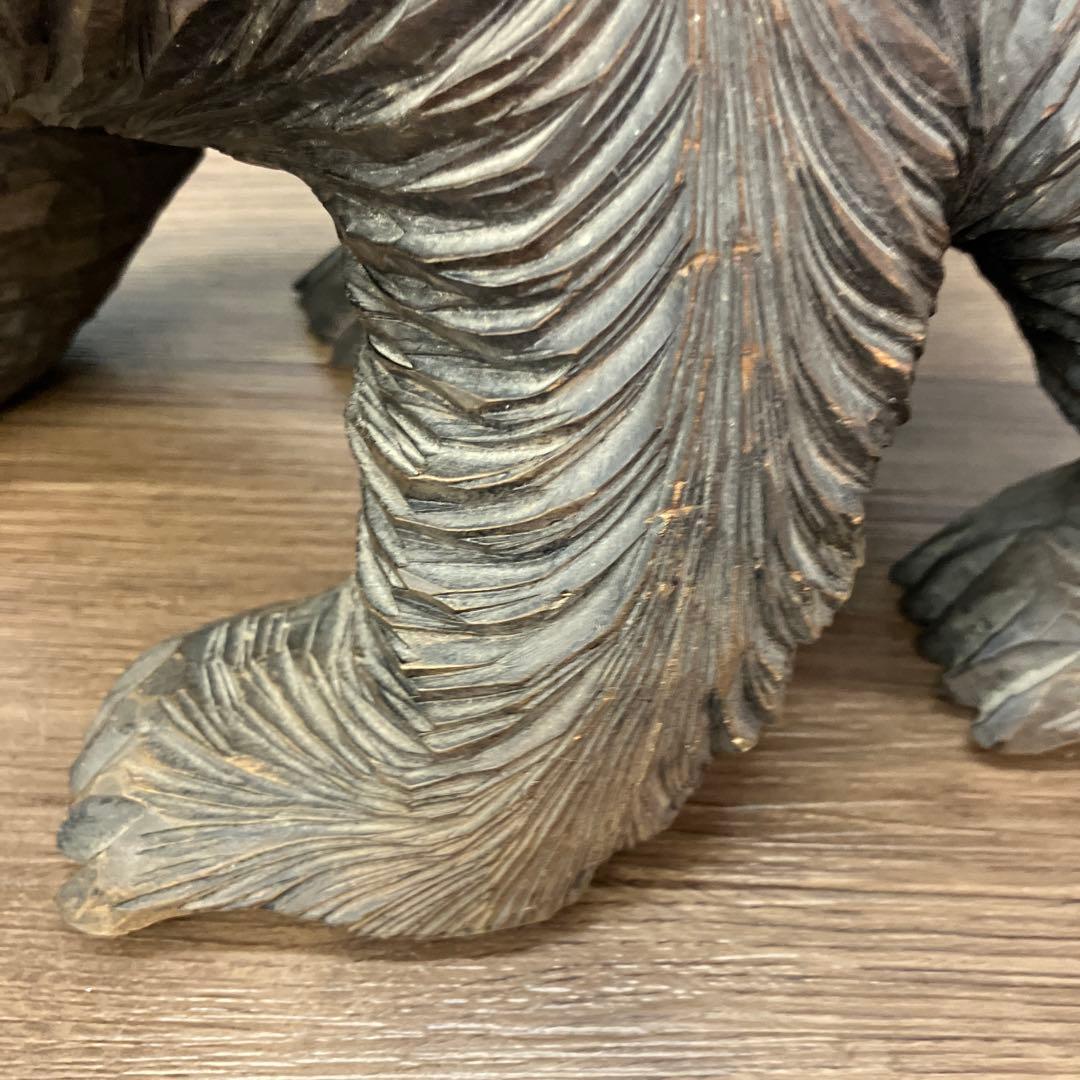 E-4 木彫りの熊 置物 北海道 民芸品 彫刻 木彫り 一刀彫 熊 置物 吠え熊