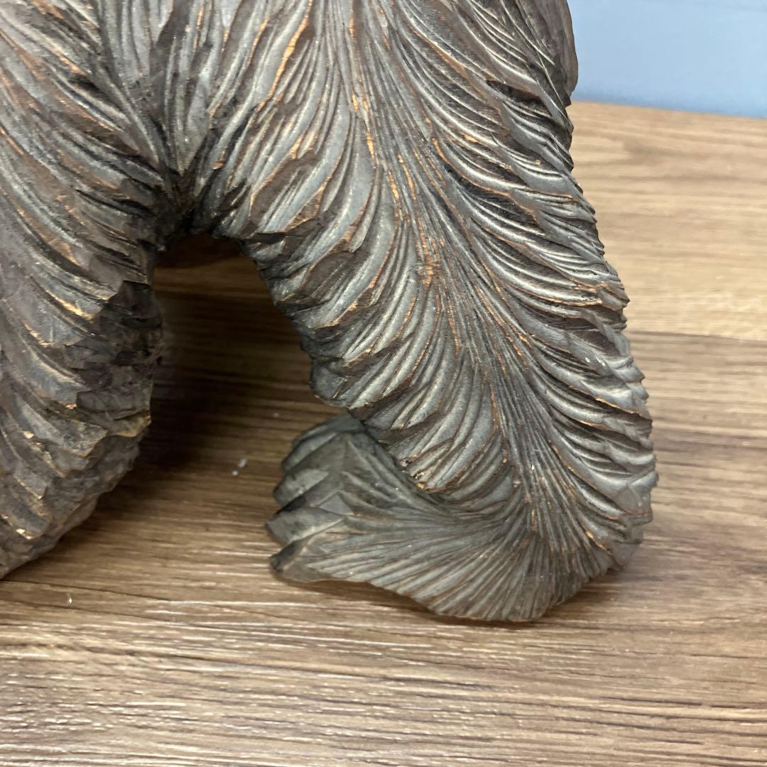 E-4 木彫りの熊 置物 北海道 民芸品 彫刻 木彫り 一刀彫 熊 置物 吠え熊