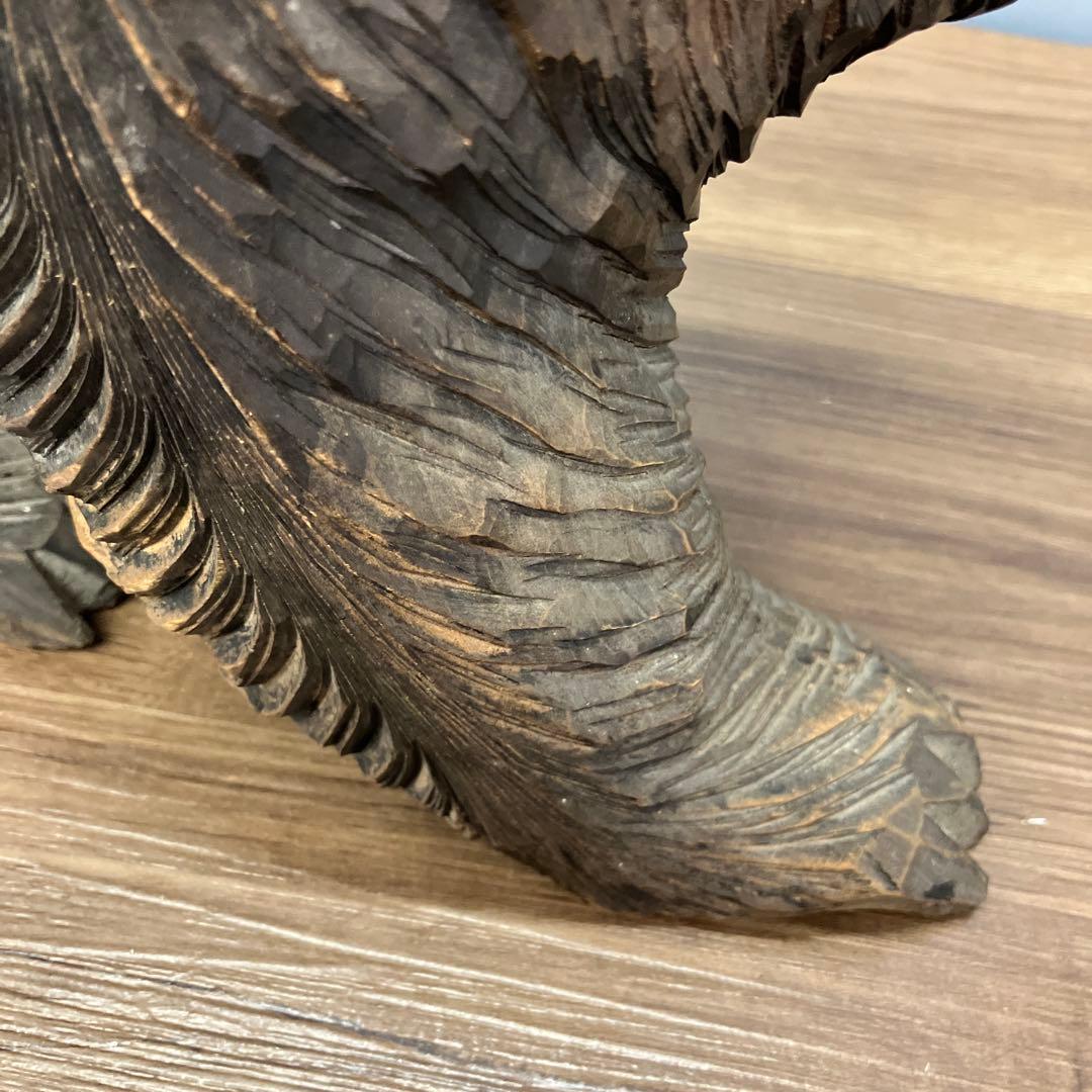 E-4 木彫りの熊 置物 北海道 民芸品 彫刻 木彫り 一刀彫 熊 置物 吠え熊