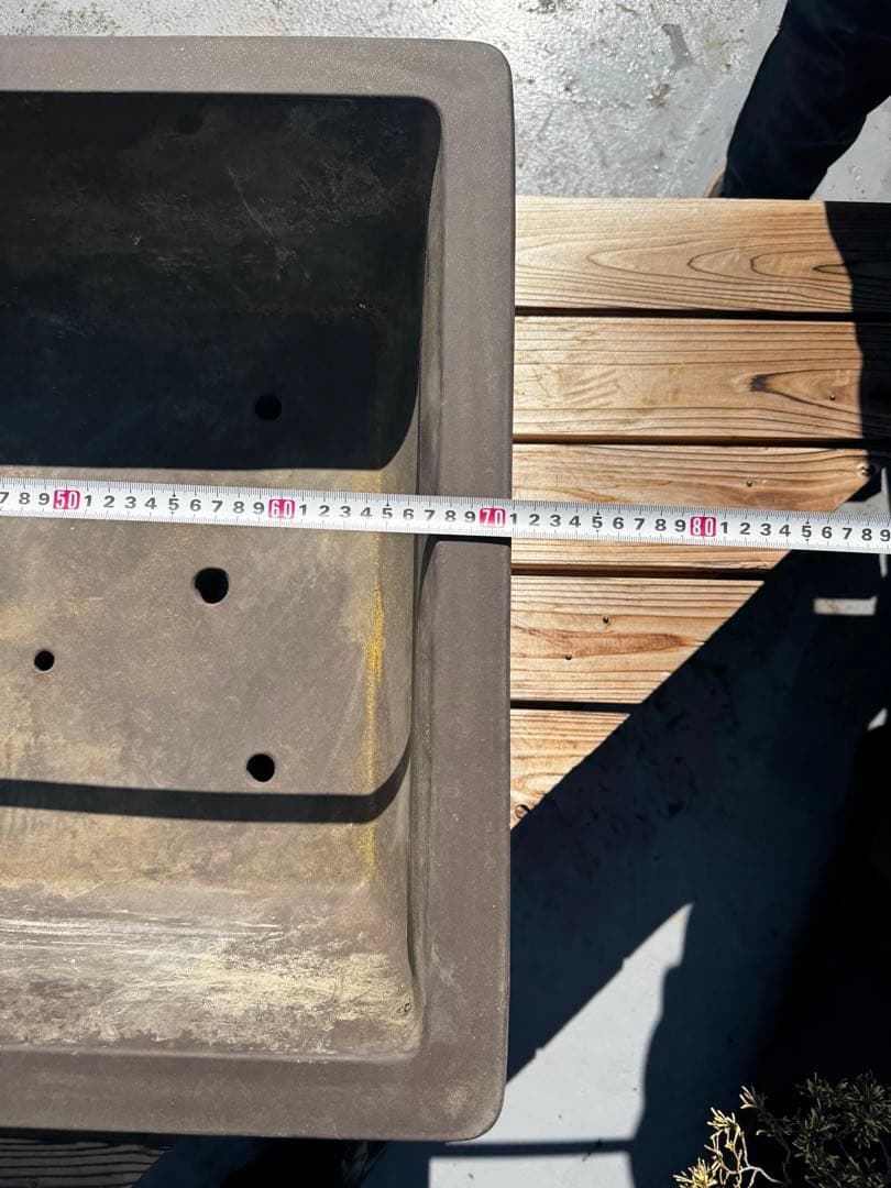 陶器製 盆栽鉢 ダークブラウン 大きめ　22号