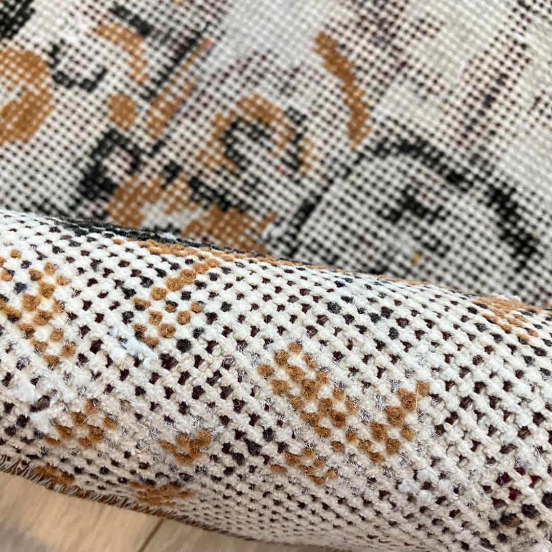 ライトグレー54×199ブラック　キャラメル　ランナー　トルコヴィンテージラグ