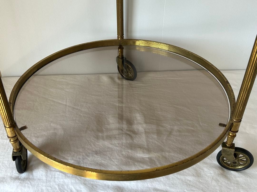 ヴィンテージ　ガラスサイドテーブル　レトロモダンクラシック　ワゴン　アンティーク