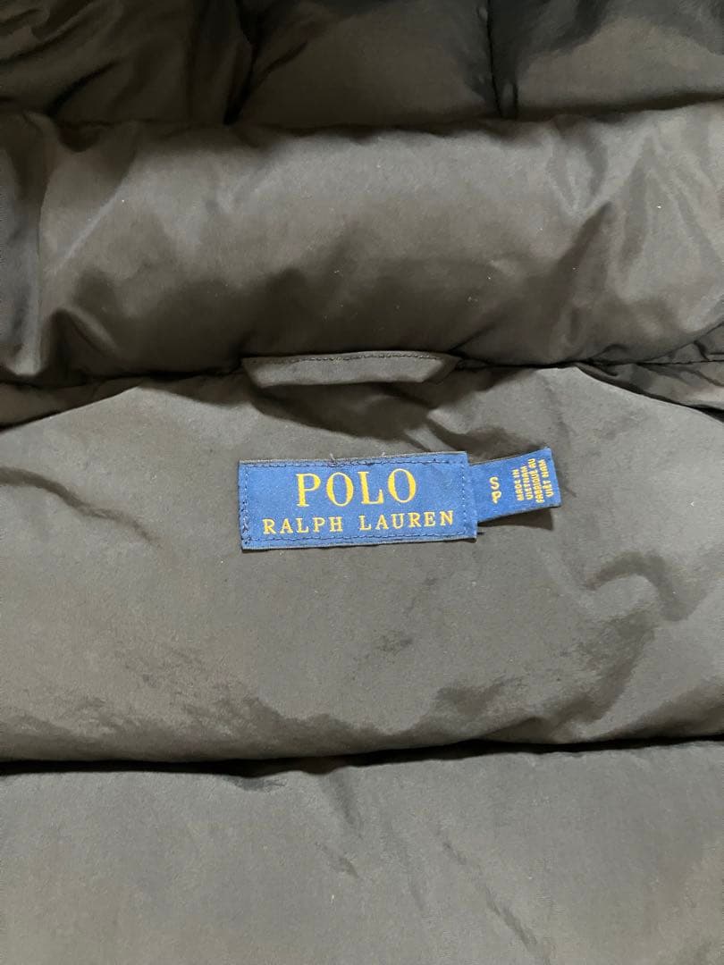 美品 ポロラルフローレン ダウンベスト 肉厚 黒 フード付 S メンズM相当