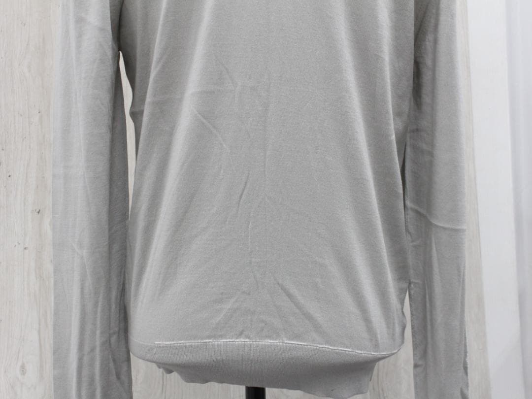 ▲HERMES エルメス クルーネックニットセーター コットン ライトグレー