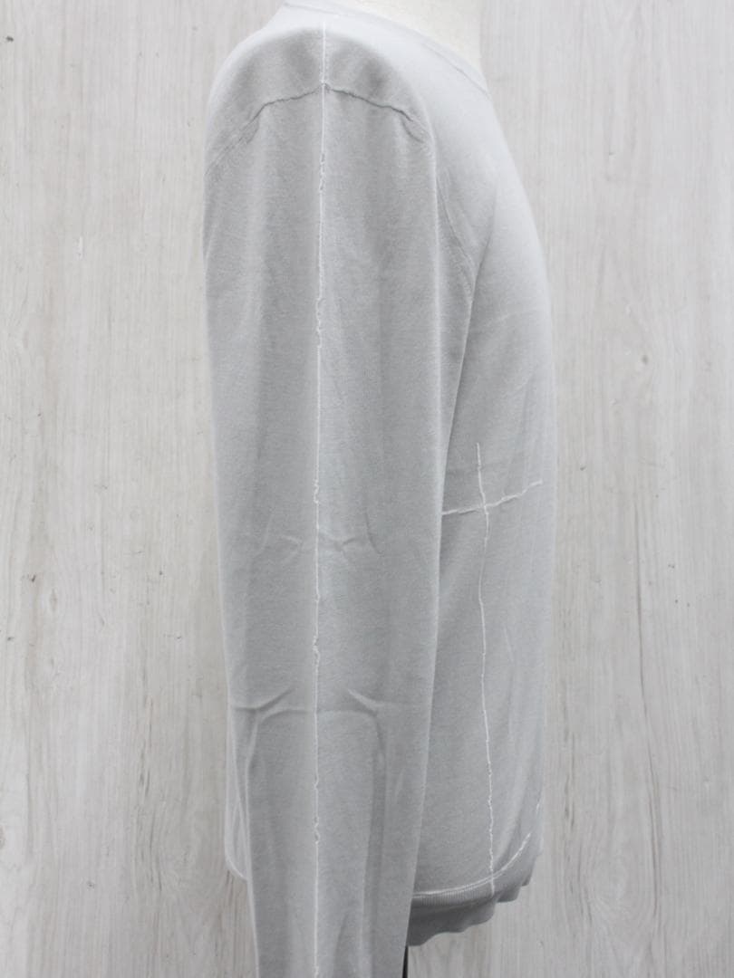 ▲HERMES エルメス クルーネックニットセーター コットン ライトグレー