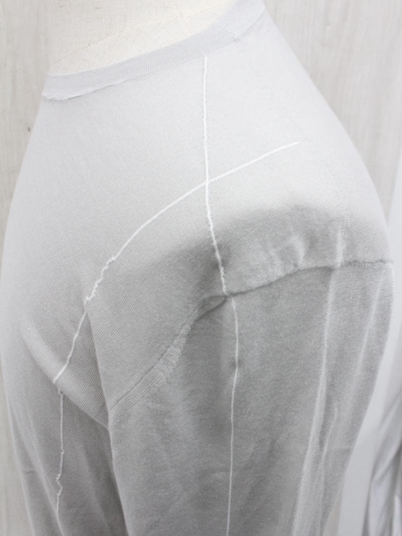 ▲HERMES エルメス クルーネックニットセーター コットン ライトグレー