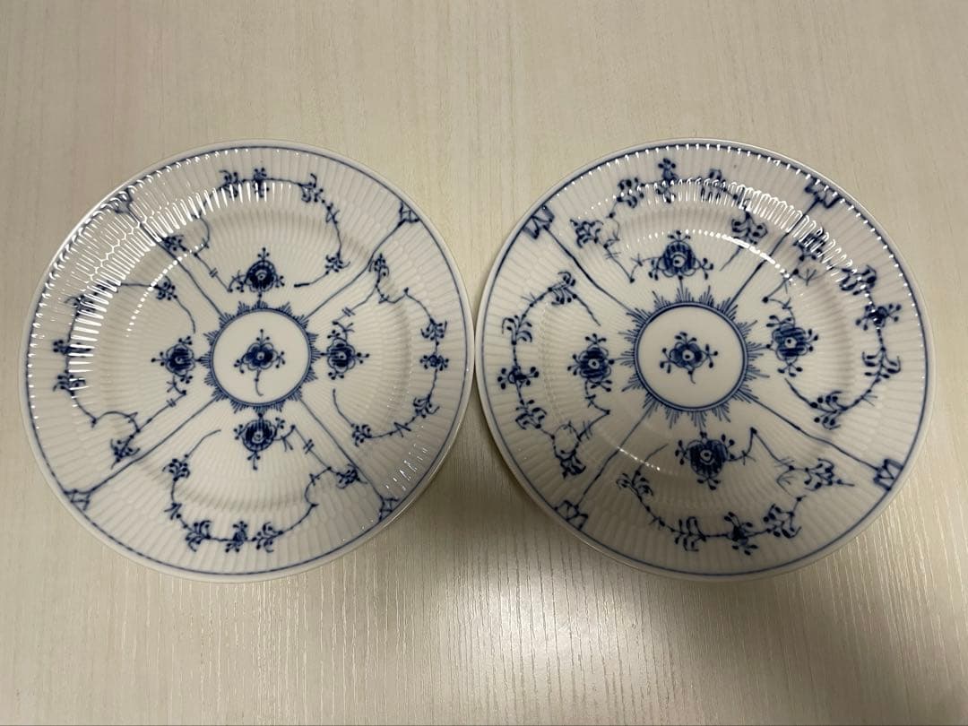 21cm ロイヤルコペンハーゲン ブルーフルーテッド プレート 二枚セット
