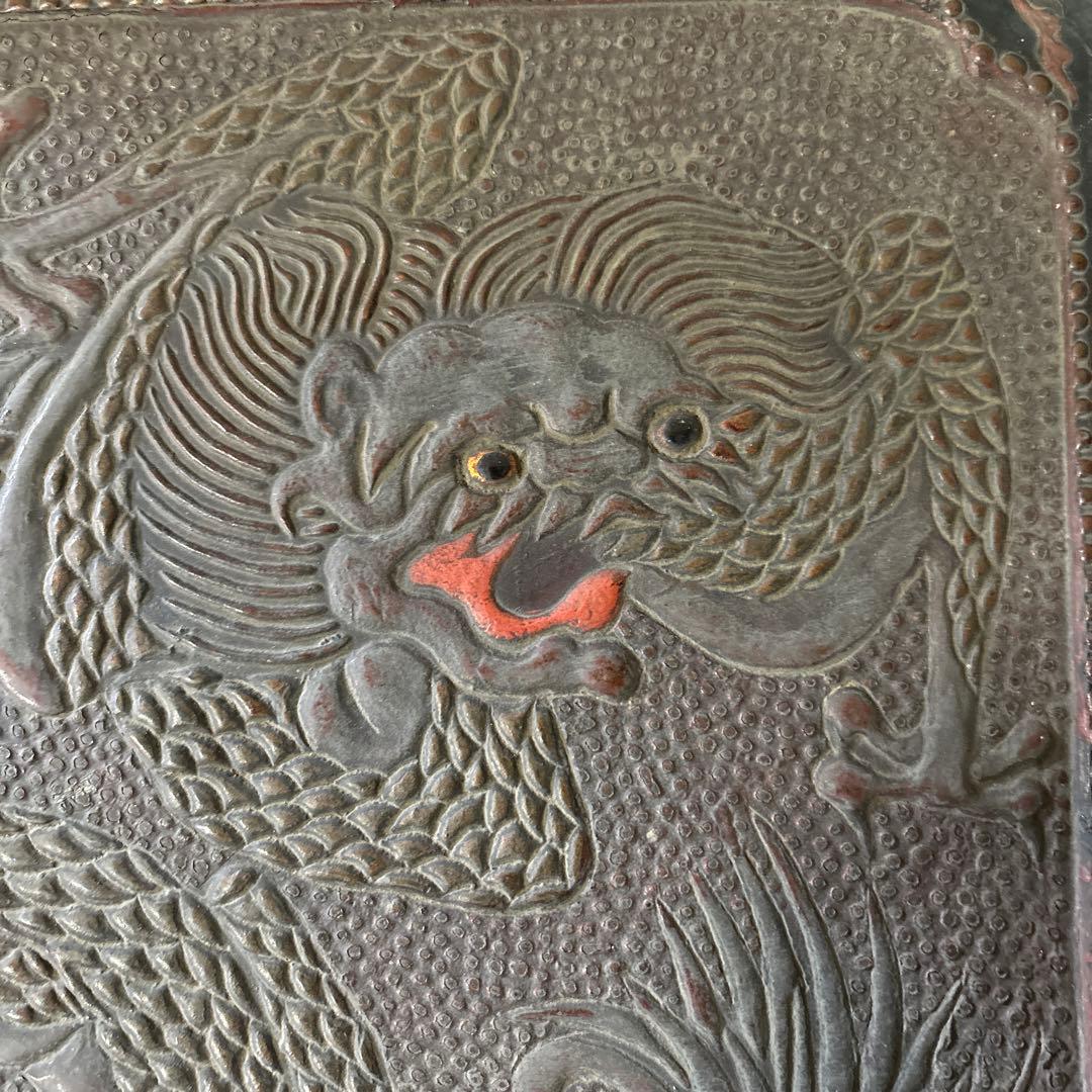 古琉球龍漆器　方盆　江戸時代頃　古美術　古民芸　骨董　アンティーク　古道具　李朝