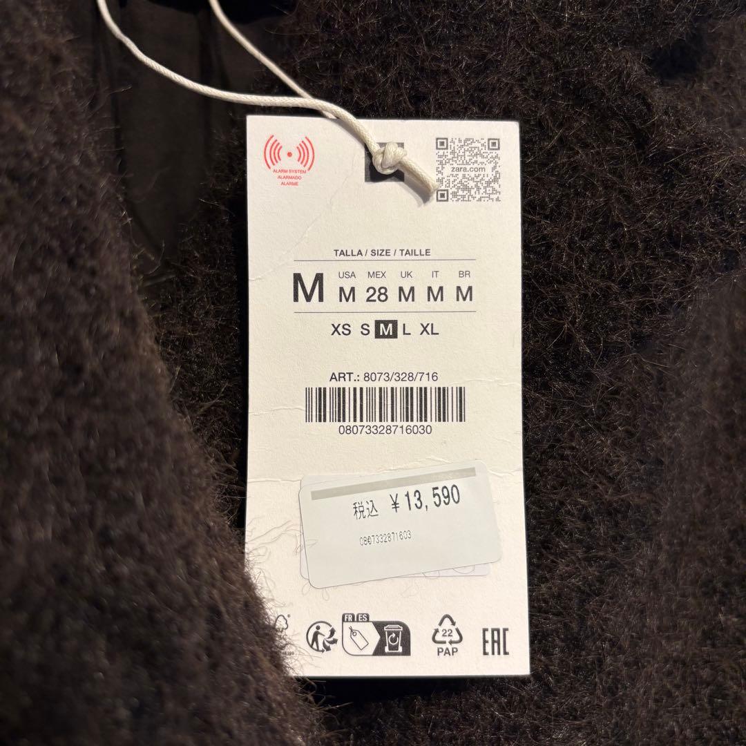 【完売品】ZARA ブークレダブルブレストミディ丈コート Mサイズ　新品タグつき