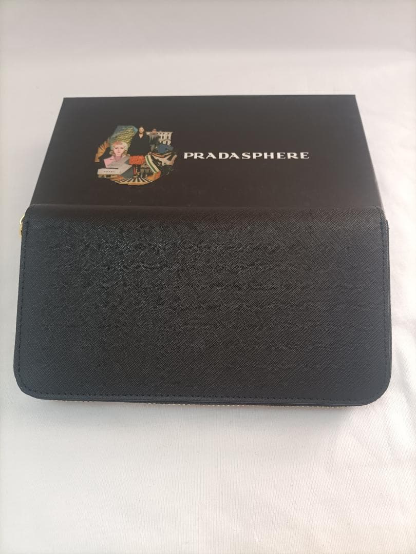 ブラック✿男女兼用☆プラダ 長財布 prada ファスナー メンズさいふ 黒