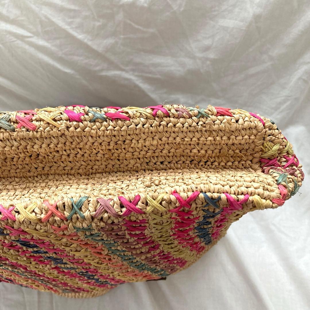 レア　IBELIV アイビリーブ　ラフィア　トートバッグ　革ベルト　カゴバッグ