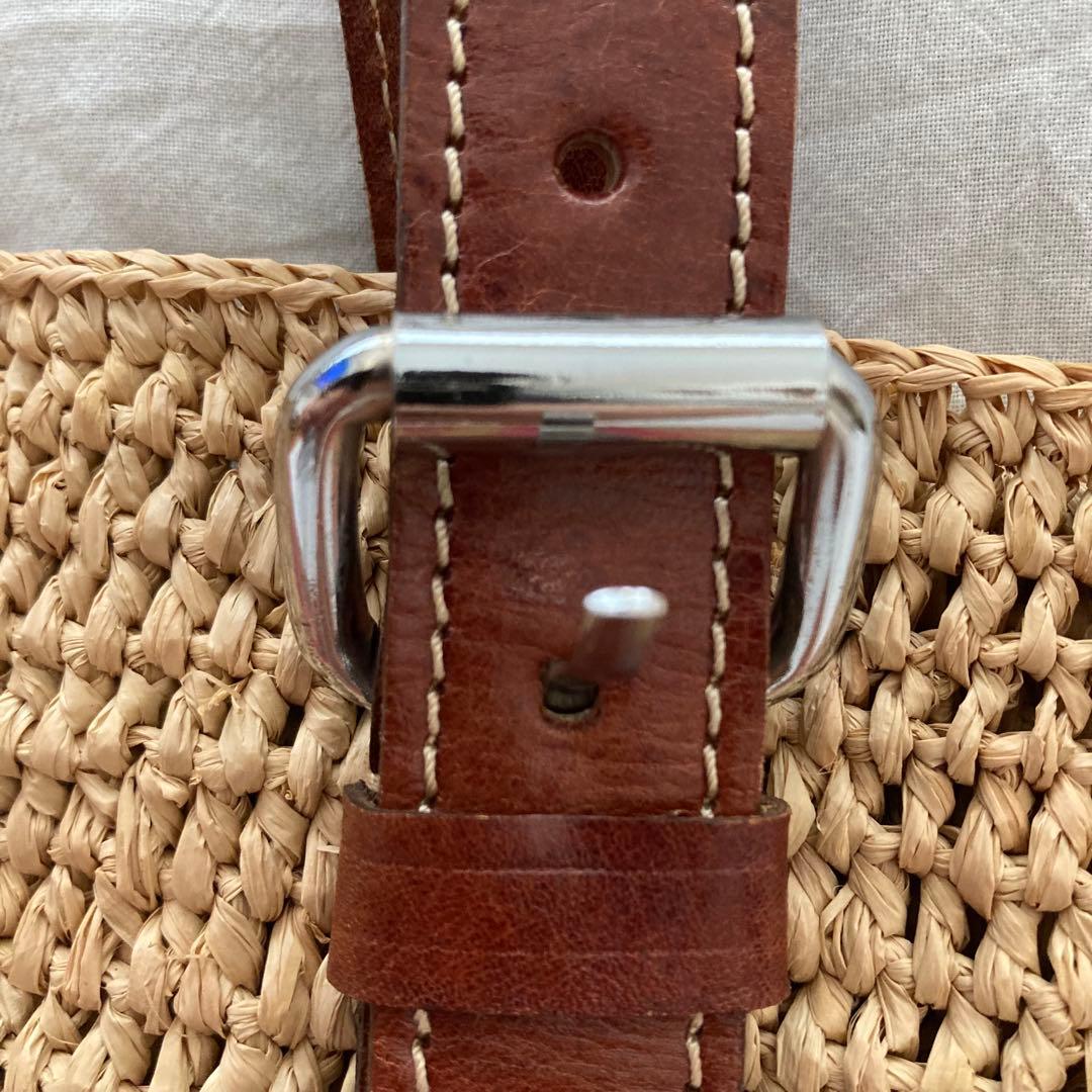 レア　IBELIV アイビリーブ　ラフィア　トートバッグ　革ベルト　カゴバッグ