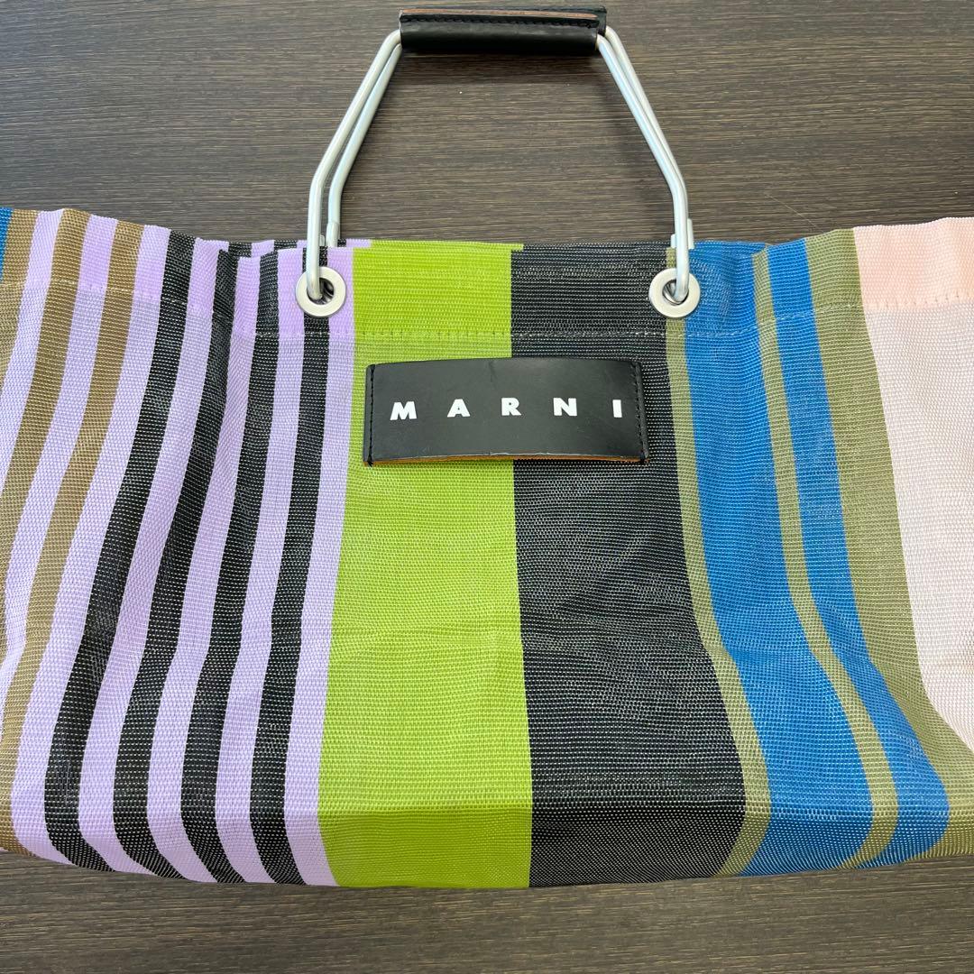 MARNI フラワーカフェ ストライプバッグ ミレグリーン マルニマーケット