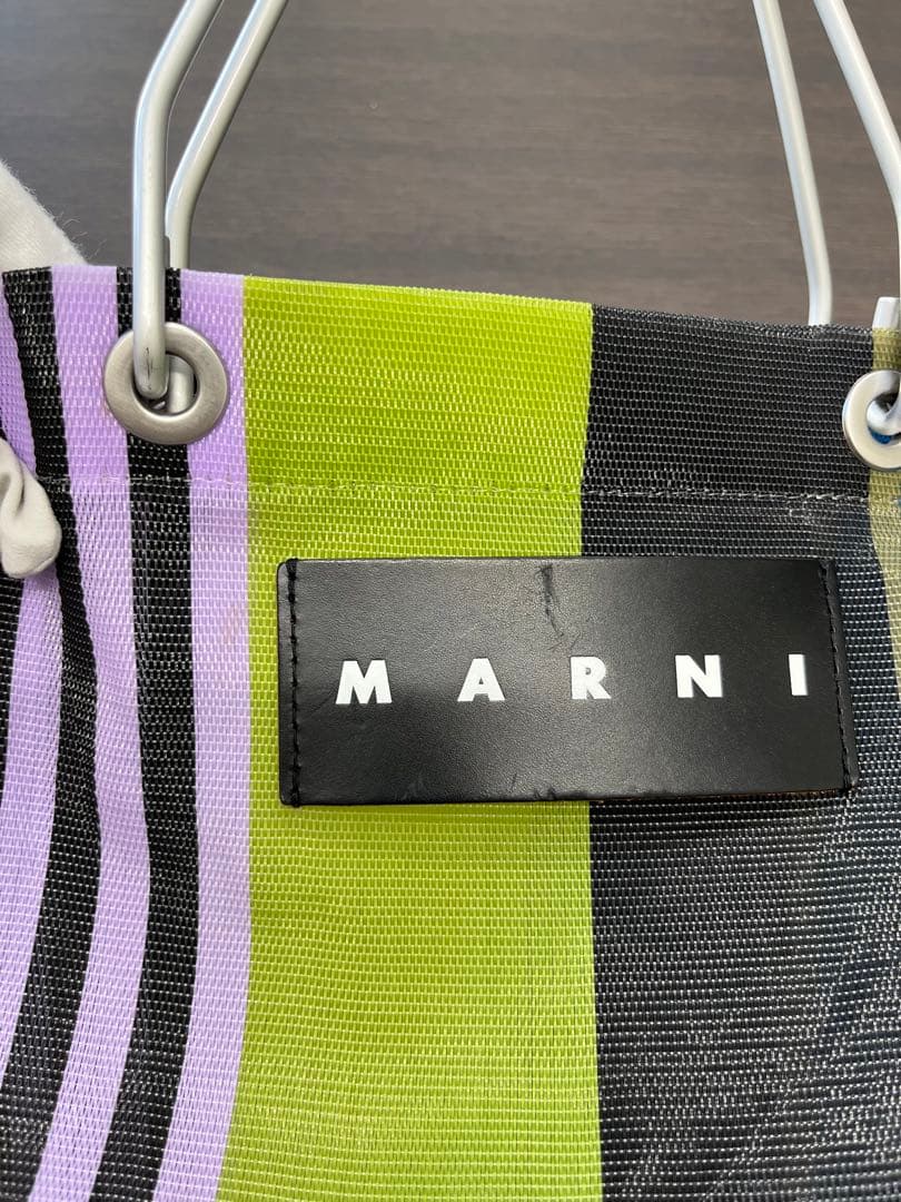 MARNI フラワーカフェ ストライプバッグ ミレグリーン マルニマーケット