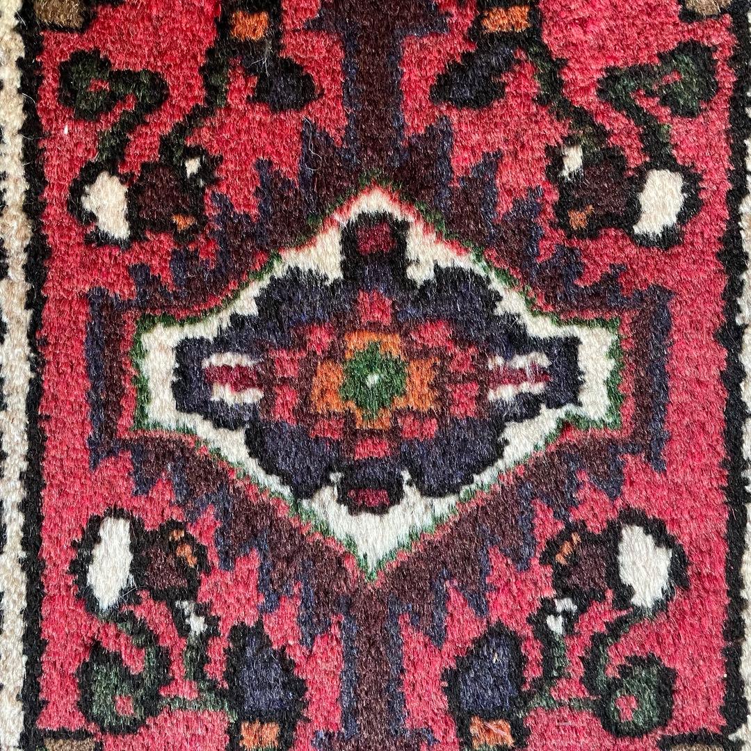 トライバルラグ ハマダン産 本物 ペルシャ絨毯 手織りサイズ 34/56cm