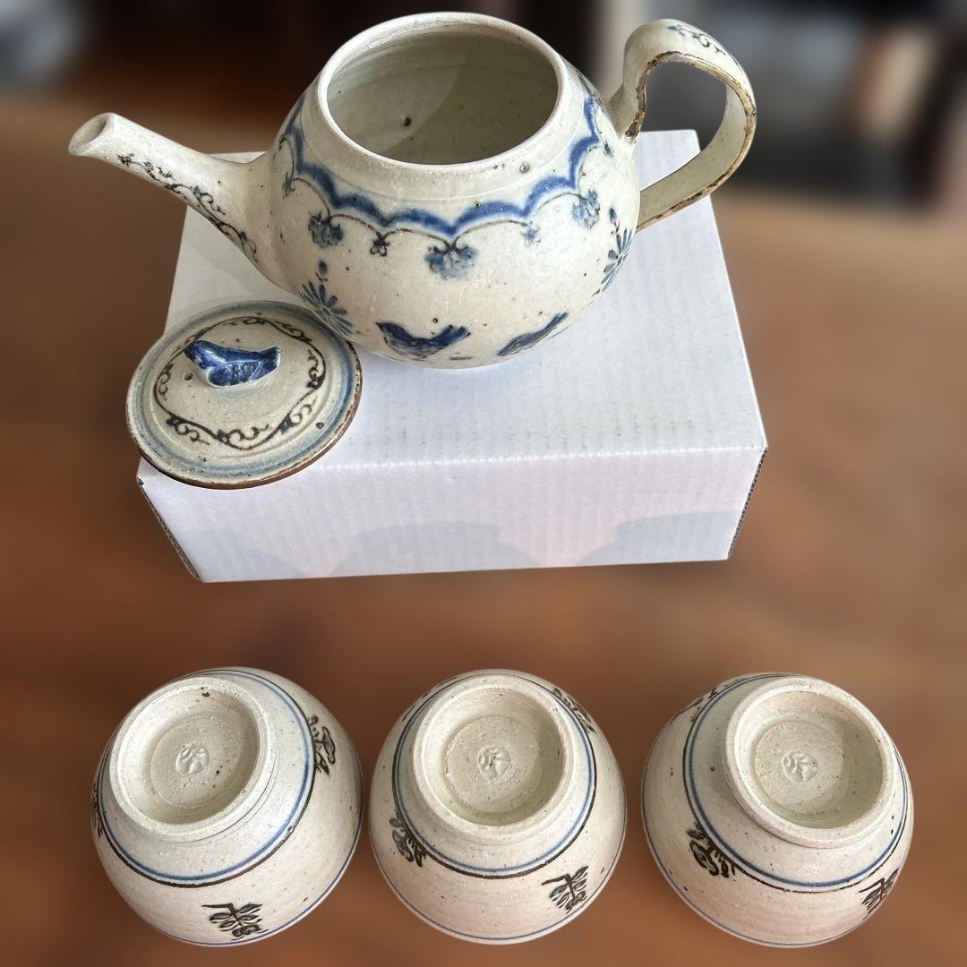 ✴️大幅値下げ✴️【中西申幸】鳥遊戯画急須と湯呑み茶碗チュンチュン3個セット