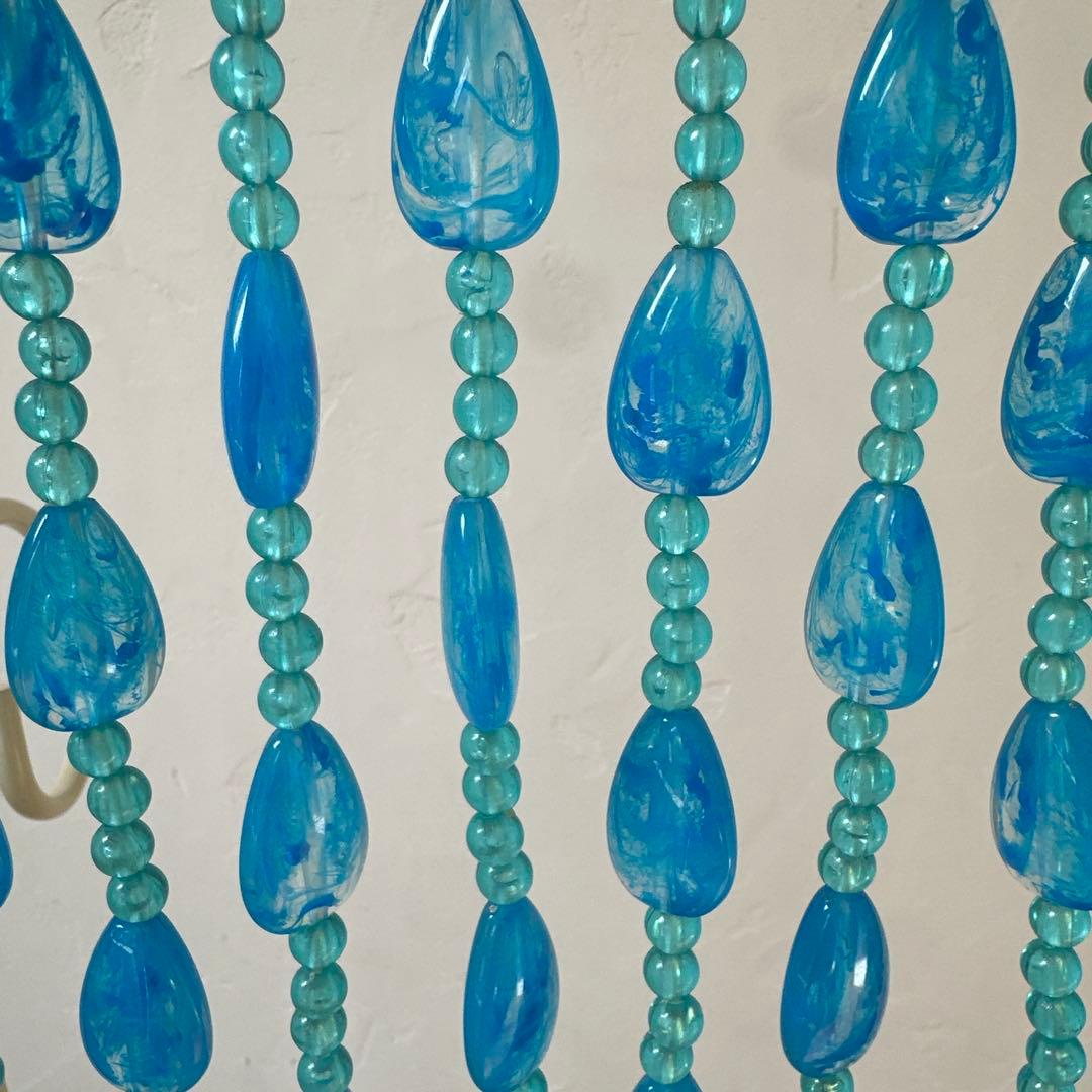 昭和レトロ　ビーズのれん　当時物　レトロポップ　ブルー　懐かしい　希少　アーチ