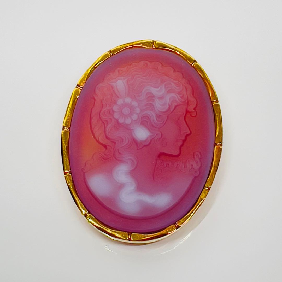 メノウカメオK18ペンダントとブローチ2way