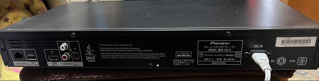 Pioneer BDP-180-K ブルーレイプレイヤー