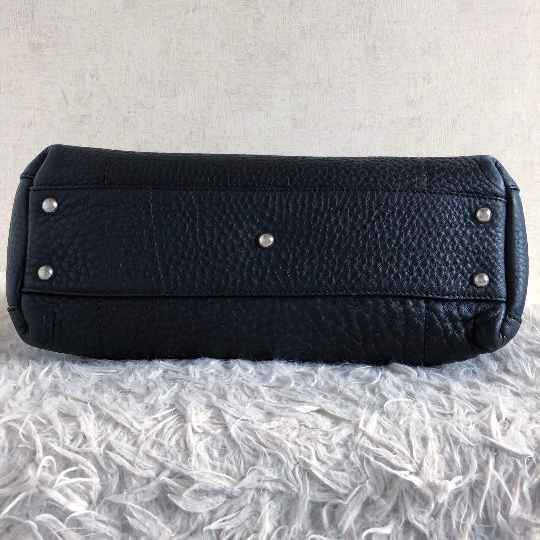 【極美品 イタリア製本革】フルラ　ハンドバッグ　黒　シボ　A4