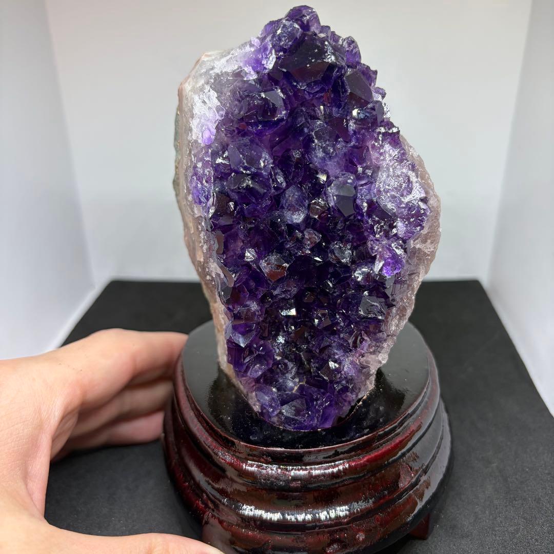 305 天然石 アメジスト クラスター 【台座付き】