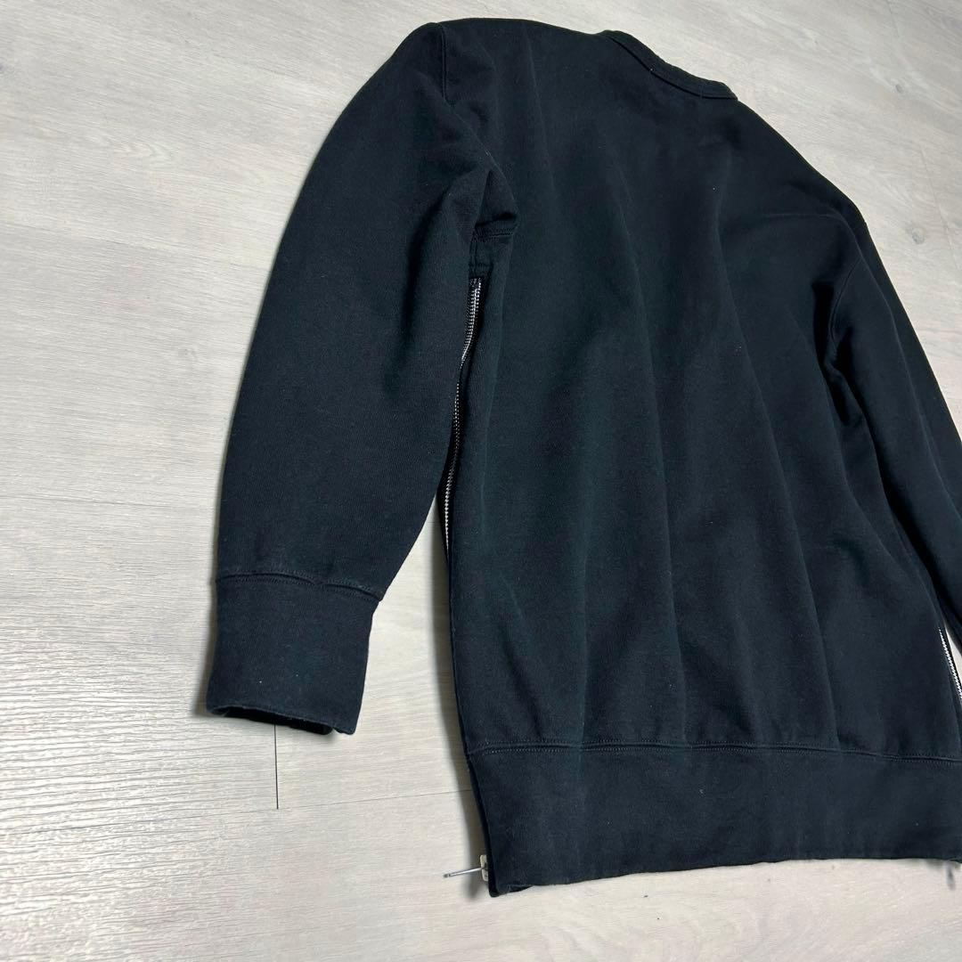 美品✨サイドジッパー スウェット黒【コムコム】厚手ゆったりユニセックスサイズ
