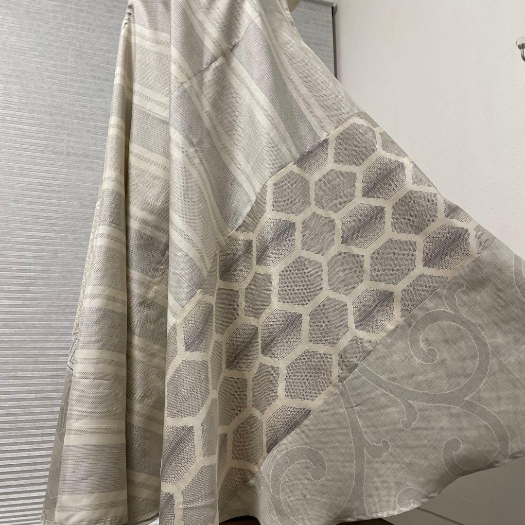 着物ワンピーステントラインマキシ丈《14》白大島紬《7マルキ含む》や紬等L〜