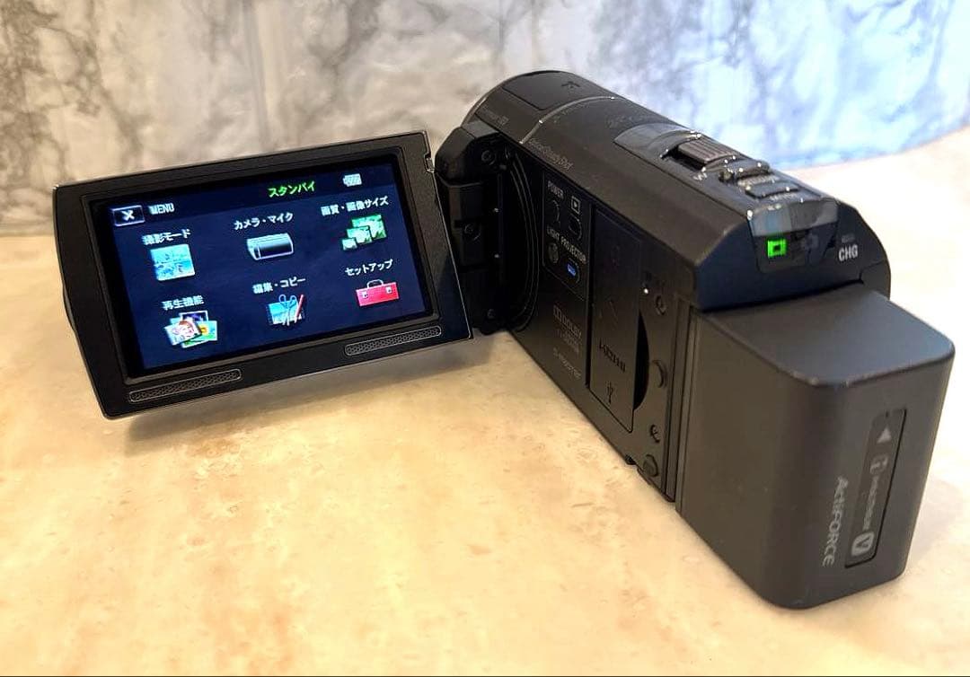 SONY HDC-PJ590V ビデオカメラ　大容量バッテリー　外付けライト付