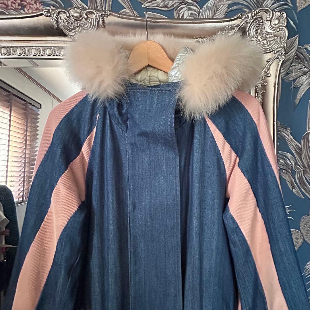 【美品】ツモリチサト モッズコート デニム✖️コーデュロイ ファー付き