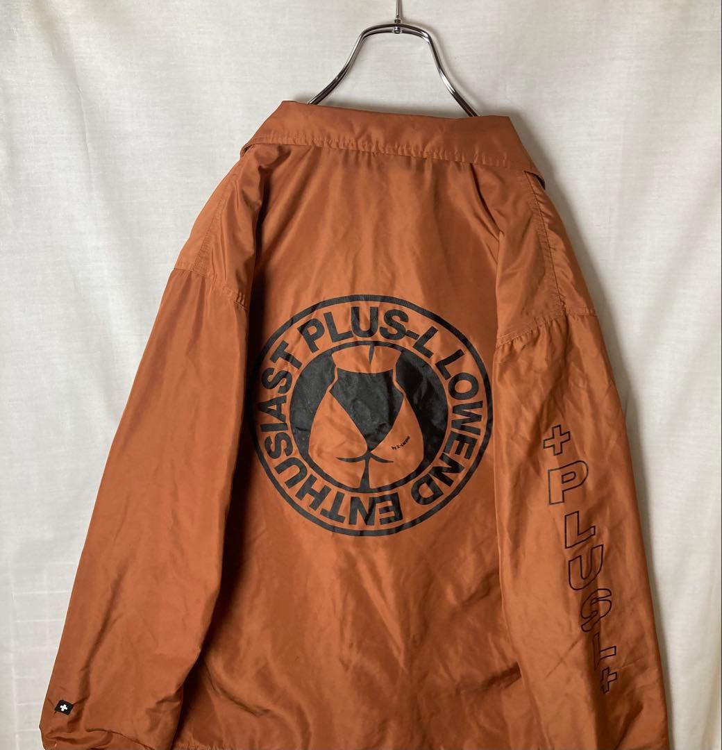 XLARGEギャルヒップビッグプリントくすみオレンジ裏ボアコーチジャケットL