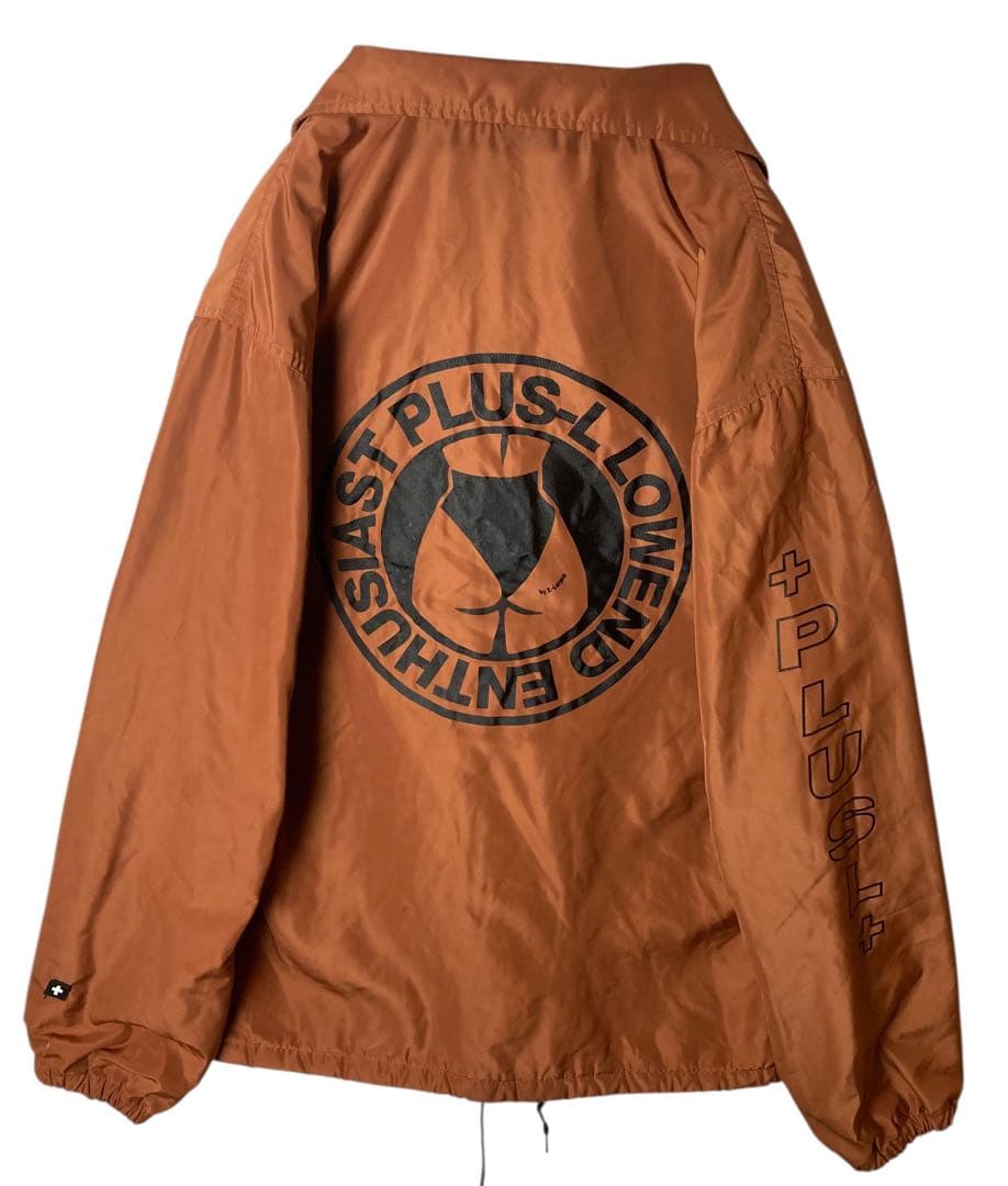 XLARGEギャルヒップビッグプリントくすみオレンジ裏ボアコーチジャケットL