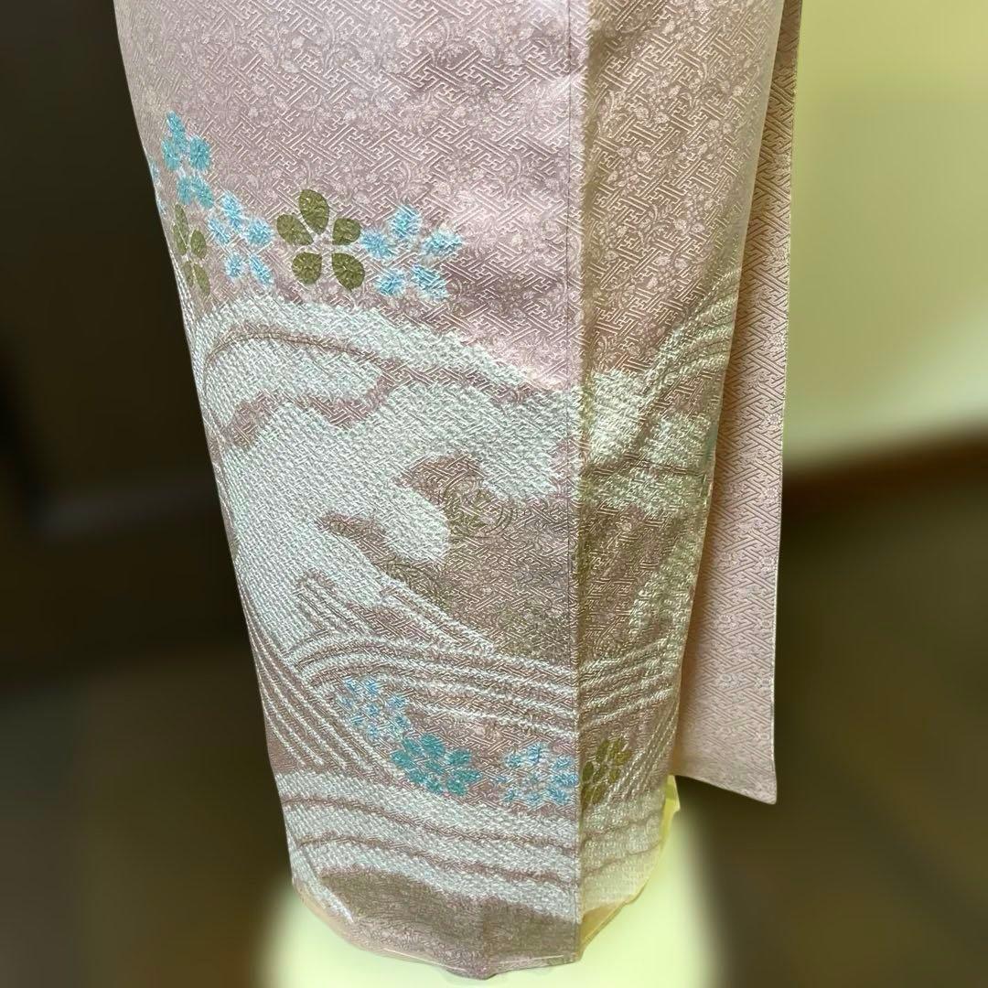 訪問着　絞り　刺繍　しつけあり　身丈165裄66