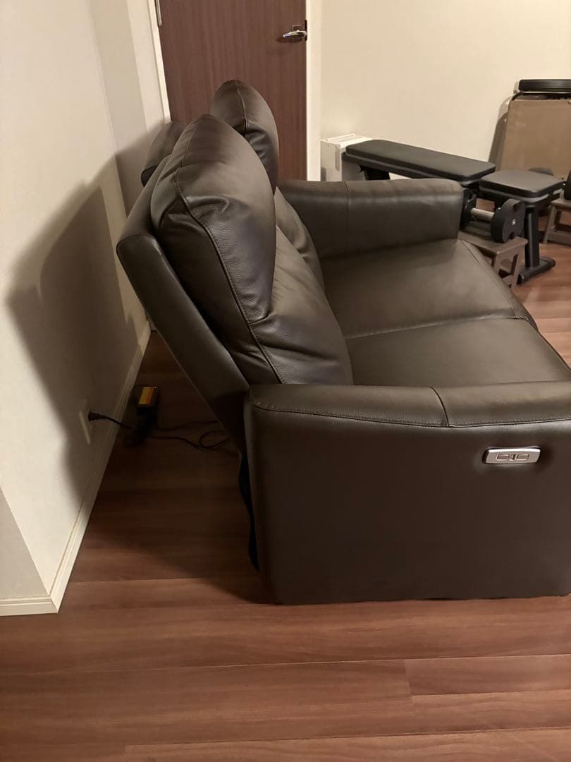 ニトリ　ソファ　電動リクライニング　ダークブラウン
