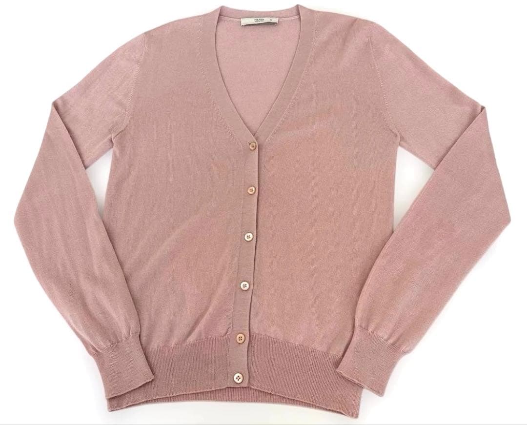 PRADAプラダ　ピンク　Vネック　ライトウエイト　カーディガン
