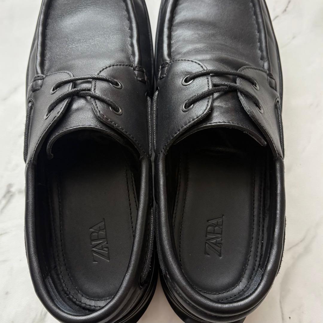 【美品】ZARA×Vibram レザー厚底シューズ