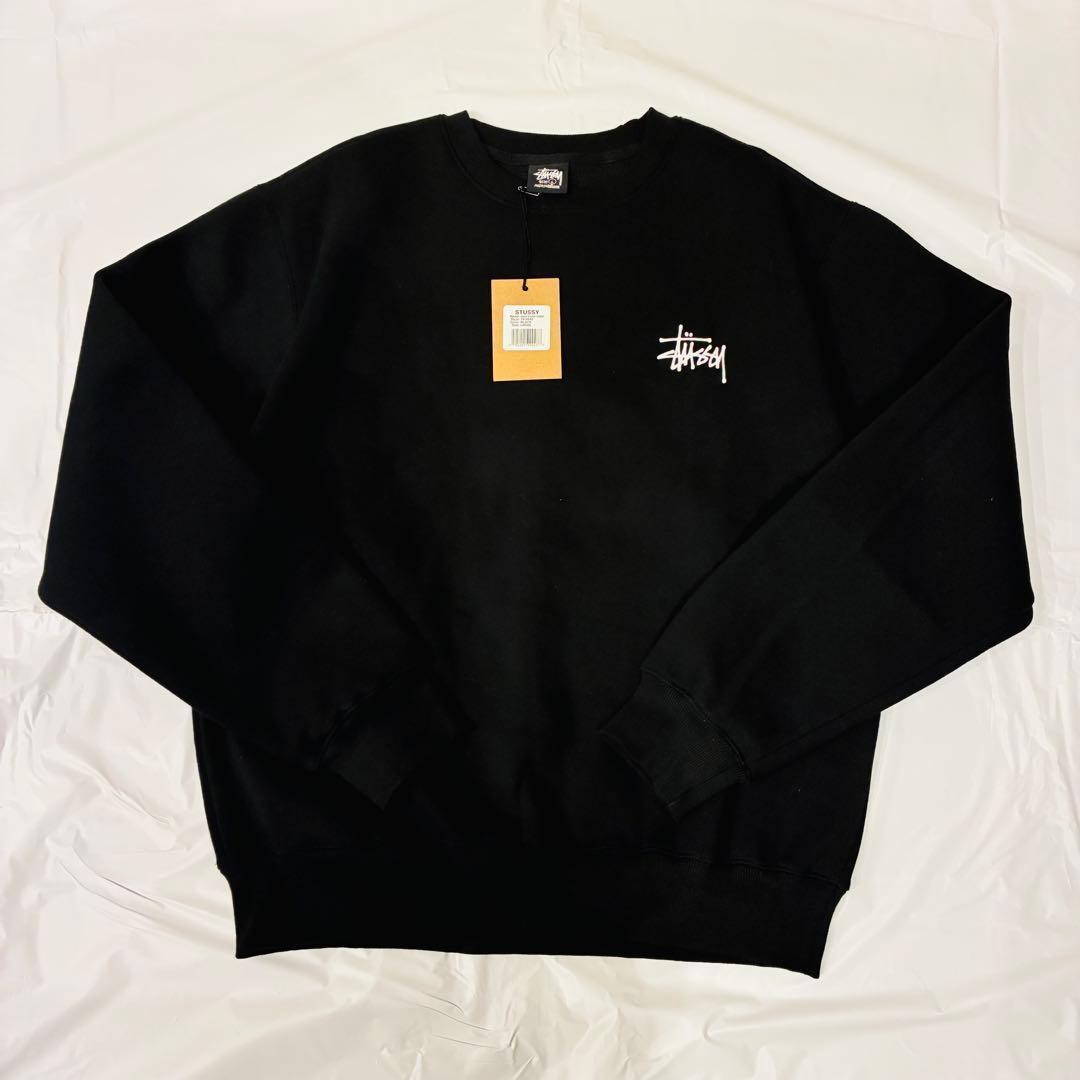 新品未使用☆STÜSSY BASIC STSSY CREW　L　ブラック　裏起毛