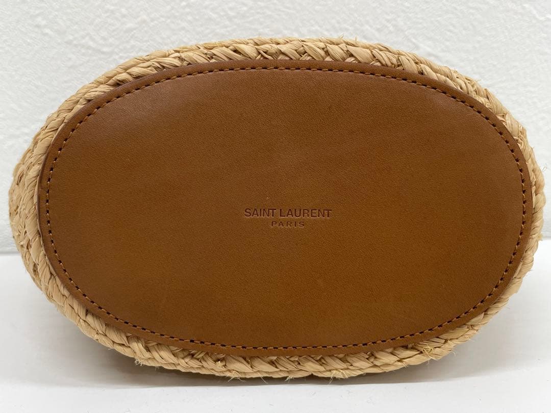 【美品】箱 保存袋付き！サンローラン ラフィア カゴ　ショルダーバッグ