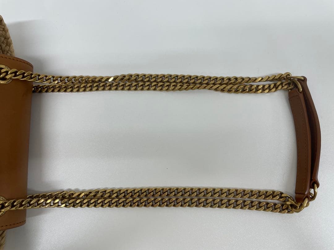 【美品】箱 保存袋付き！サンローラン ラフィア カゴ　ショルダーバッグ