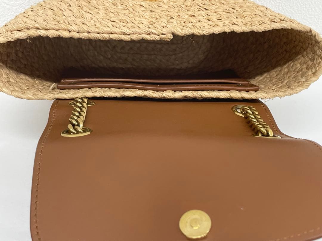 【美品】箱 保存袋付き！サンローラン ラフィア カゴ　ショルダーバッグ