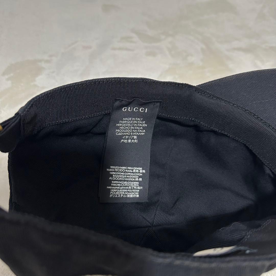 GUCCI ブラックキャップ LOVED刺繍 L59 ベースボールキャップ 帽子