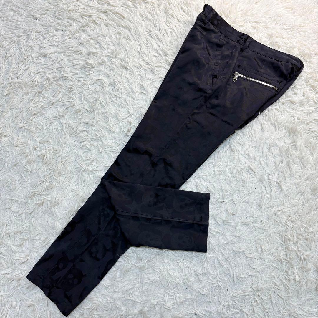 マークアンドロナ パンツ 総柄 スカル